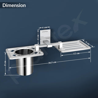 Plantex 304 Grade Stainless Steel Senso Bathroom 2in 1 Soap and Brush Holder for Bathroom/Soap Stand/Tumbler Holder/Bathroom Accessories - Chrome