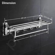 Plantex Foldable Towel Rack for Bathroom/Space Aluminium Towel Holder/24 Inch Towel Hanger/Bathroom Accessories - Pack of 1 (Silver)