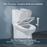 Plantex Hygienic Toilet Combo/ Polypropylene Toilet Seat Cover for Bathroom/ Pure Brass Health Faucet set with 1.20 meter Hose Pipe for Toilet with Wall Hook - Combo (Chrome)