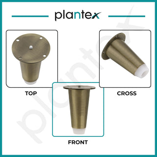 Plantex 4 Inch Sofa Legs for Bed Furniture/Sofa Legs for Table/Sofa Support Legs with Rubber Grip (Brass Antique, 6 Pcs)