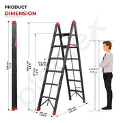 Plantex Folding Ladder for Home | 6-Step Steel Step Ladder | Anti-Skid Foldable Ladder | Home, Office & Warehouse Use - Pack of 1 (GT-6, Black & Red)