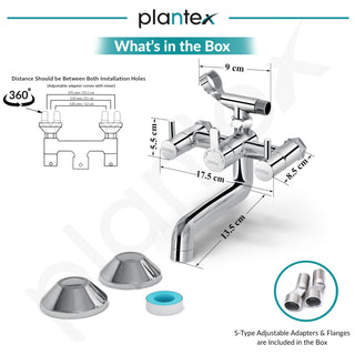 Plantex Telephonic Brass Wall Mixer for Bathroom/Tap Mixer/Wall Mixer for Bathroom 2 in 1 with 7-Year Manufacturer's Warranty-(ICO-917-Chrome)