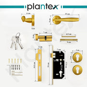 Plantex Mortise Door lock/Main Door Lock with 3 Years of  Warranty/Door handle lock set Brass Lock Body & Cylinder  (7135, PVD Gold)