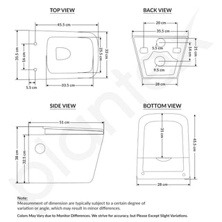 Plantex Platinum Ceramic Wall Hung Commode/P Trap Western Commode for Toilet/Rim Washdown Western Toilet with Soft Close Toilet Seat Cover- (White)