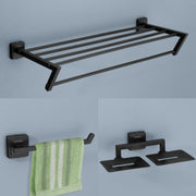 Plantex 304 Grade Stainless Steel Towel Rack for Bathroom/Double Soap Holder/Napkin Hanger for Wash Basin/Bathroom Accessories, Decan (Black)