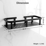 Plantex Stainless 304 Grade Steel Shelf for Bathroom/Kitchen Rack - Bathroom Accessories - Pack of 2 (12X5 Inches-Black Finish)