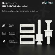 Plantex Soft Close Toilet Seat Cover Hinges/Plastic Screw Kit for Toilet Seat Cover Repair/Fixing Kit for EWC Models/Plastic Seat Cover Fixtures - (White)