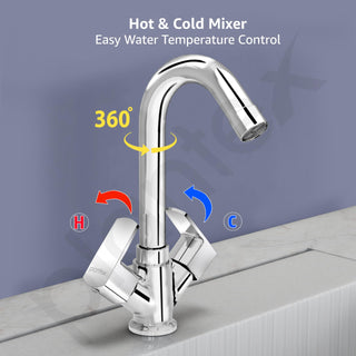 Plantex Brass Spindle Wash Basin Tap with Water Saving Aerator/Basin Mixer for Bathroom/Sink Tap for Kitchen Basin -(Saga-Chrome)