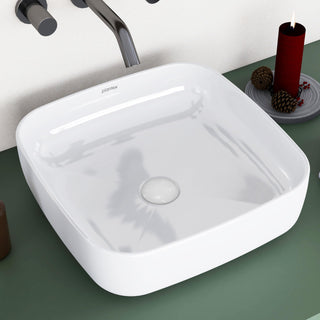 Plantex Platinum Ceramic Wash Basin/Basin for Bathroom/Tabletop Wash Basin/Bathroom Basin (White, 16 x 16 x 5 Inch)