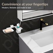 Plantex 2in1 Soap Dish with Tumbler Holder for Bathroom/304 Grade Stainless Steel Soap Holder with Toothbrush Holder/Bathroom Accessories - Pack of 1 (Tesla - 2708, Chrome)