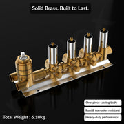 Plantex 4 Way Thermostatic Shower Diverter/Pure Brass Concealed & Exposed 4-Outlet Mixer Valve Body/Multi-Function Bathroom Diverter with Button Control - (Kubix Primium-2588)