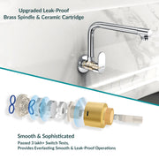 Plantex Brass Kitchen Taps for Home Sink/Kitchen Sink Tap with Water Saving Nozzle/360° Swivel Spout for Kitchen Faucet with Brass Wall Flange -(OCE-1309-Chrome)