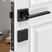 Plantex Premium Door Lock for Main Door/Mortise Door Lock for Bedroom/Door Handle Lock Set with 3 Brass Keys (605-Black)