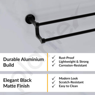 Plantex Premium Aluminium Dual Towel Rod/Bathroom Towel Holder/Towel Hanger/Towel Stand/Bathroom Accessories (24 inch) Black Finish