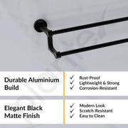 Plantex Premium Aluminium Dual Towel Rod/Bathroom Towel Holder/Towel Hanger/Towel Stand/Bathroom Accessories (24 inch) Black Finish