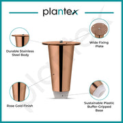 Plantex Heavy Duty Stainless Steel 4 inch Sofa Leg/Bed Furniture Leg Pair for Home/Furniture Sofa Legs for Table/Sofa Support Legs/Sofa Furniture Leg (Rose Gold) Set of 4 Pcs