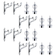 Plantex Aluminium Curtain Holder/Diamond Shaped Curtain Brackets/Curtains Rod Holder (Chrome - 4 Pair)