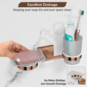 Plantex 304 Stainless Steel Benz Soap and Brush Holder Stand for Bathroom and Wash Basin - Bathroom Accessories (Rose Gold)