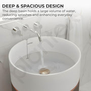 Plantex Pedestal Wash Basin/Acrylic Resin & Quartz Free Standing Wash Basin/Round Basin for Bathroom/Home/Office/Restaurant- (10034, White & Coffee)