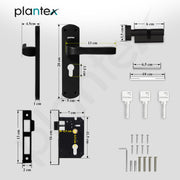 Plantex Heavy-Duty Door Lock Handle Set for Home/ 6-Lever Lock Mechanism with 3 Years of Warranty by Plantex/Mortise Lock with 3 Keys, Brass Lockbody & Cylinder (8132 - Z-Black)