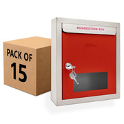 Plantex All in One Multipurpose Letter Box/Suggestion Box for Office/Post Box for Home gate/Donation Box/Complaint Box/with Lock -Wall Mount - Pack of 15 (Red & Ivory)