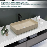 Plantex Ceramic Table Top Wash Basin/Rectangle Basin for Bathroom/Over Counter Washbasin for Restaurant/Hotel (Matt Khaki, 24 x 14 x 4.5 Inch)