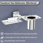 Plantex Aqua Stainless Steel 2in1 Soap Holder with Tumbler Holder/Soap Dish/Toothbrush Holder/Bathroom Accessories (Chrome - Aqua)