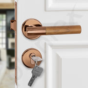 Plantex Premium Door Lock with 3 Years of Warranty - Main Door Lock Set (PVD Rose Gold & Wood Finish)