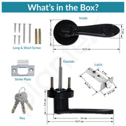 Plantex Door Lock for Main Door/Mortise Lock for Home/Door Handle Lock Set with 3 Computerise Keys - (Black)