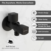Plantex Angle Valve 2 in 1 with Brass Spindle/Two Way Angle Cock Tap with Wall Flange & Teflon Tape/Angle Valve for Bathroom- Pack of 1 (Black)