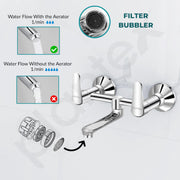 Plantex Pure Brass Non Telephonic Wall Mixer with Water Saving Nozzle/Mixer Tap for Bathroom with Brass Wall Flange and Teflon Tape (Dol-2319-Chrome)