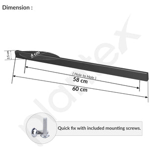 Plantex Cabinet Handle/600mm Handle for Cabinet/Drawer/Kitchen Handle/Door Pull-Push Handle for Home/Office - Pack of 1 (Black)