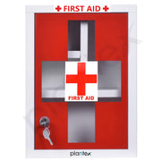 Plantex Metal Emergency First Aid Box for Home/Medical Box for Medicine Storage with Multi Compartments for School, Office - with Lock (Red & White) Big Size, Wall Mount