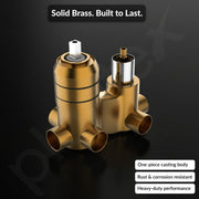 Plantex 4 Way Thermostatic Shower Jet Diverter with Single Lever High Flow Mixer/Pure Brass Concealed Body & Exposed Parts Kit/Outlet Bathroom Valve - Chrome (Kubix Primium-2586)
