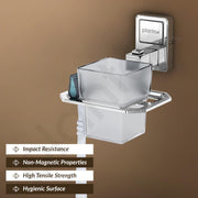 Plantex 304 Grade Stainless Steel Tooth Brush Holder/ABS Tumbler Stand/Bathroom Accessories - Darcy (Chrome)