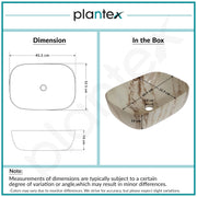 Plantex Ceramic Tabletop Washbasin/Bathroom Basin Sink/Wash Basin for Bathroom/Marble Basin/Basin for Restaurant, Hotel (Brown Veins, 18 x 13 x 5.5 Inch)