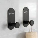 Plantex Wall Hanging Hook/Bath Towel Hook/Self Adhesive Oval Robe Hooks for Kitchen/Bathroom/Stylish Home Decor Items - Pack of 2 (Black)
