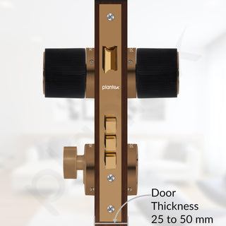 Plantex Brass Heavy Duty Mortise Door Lock Handle Set - Rose Gold & Black - Home/Office Door Accessories