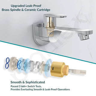 Plantex Pure Brass ORN-202 Tap for Bathroom with Water Saving Aerator/Bib Cock with Wall Flange and Teflon Tape-7 Year Warranty (Chrome)