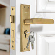 Plantex Door Lock Set - Main Door Lock Plate Handle Set/Mortise Lock with 3 Keys/Lock Body and Cylinder - Pack of 1 (OHMH-81, Brass Antique)
