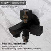 Plantex Two Way Tap for Washing Machine/Quarter Turn 2 in 1 Bib Cock/Wash Basin tap with Teflon Tape and Wall Flange/2 Way Bathroom Tap with Brass Spindle - (Black)