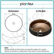 Plantex Designer Ceramic Basin/Table Top Wash Basin for Bathroom/Countertop Vessel Sink Basin for Home/Office/Restaurant (Black & Bronze - 15 x 15 x 6 Inch)