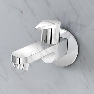 Plantex Pure Brass PAC-1802 Bib Cock Water Tap with Water Saving Aerator/Bib Tap with Brass Wall Flange and Teflon Tape-7 Year Warranty (Mirror Chrome Finish)