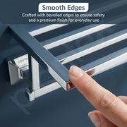 Plantex 304 Grade Stainless Steel Towel Rack for Bathroom/Towel Stand/Hanger/Bathroom Accessories - Pack of 1, Squaro (24 inch - Chrome)