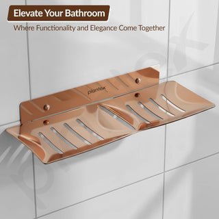 Plantex Stainless Steel Double Soap Dish/Stand/Holder/Tray for Bathroom and Kitchen/Bathroom Accessories - Wall Mount (Rose Gold)