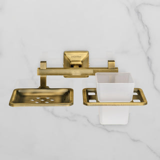 Plantex 304 Grade Stainless Steel Soap and Brush Holder Stand for Bathroom and Wash Basin/Bathroom Accessories - Squaro (Antique)