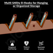 Plantex Wall Hooks for Hanging Cloth/Stainless Steel Towel Hangers/Bathroom Robe Hooks/Door Hangers/Square Wall Hook/Hook Rail for Hanging Keys - 8 Hooks (Pack of 1, PVD Rose Gold)