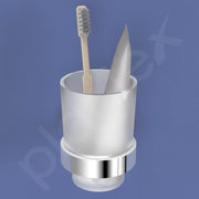 Plantex Smero Pure Brass ToothBrush and Paste Holder/Tumbler Holder/Toothpaste Holder/Bathroom Accessories - Circle (Chrome)