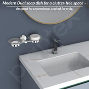 Plantex 304 Grade Stainless Steel Twin/Double Soap Holder Stand for Bathroom and Wash Basin/Bathroom Accessories - Oreo (Chrome)