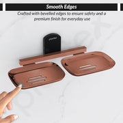 Plantex Double Soap Dish for Bathroom/304 Grade Stainless Steel Soap Holder for washbasin/Soap Stand/Bathroom Accessories - Parv (Rose Gold & Black)